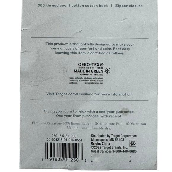 NWT Casaluna Heavyweight Linen Blend Pillow Sham Standard Size Neutral Bedding - Picture 5 of 6